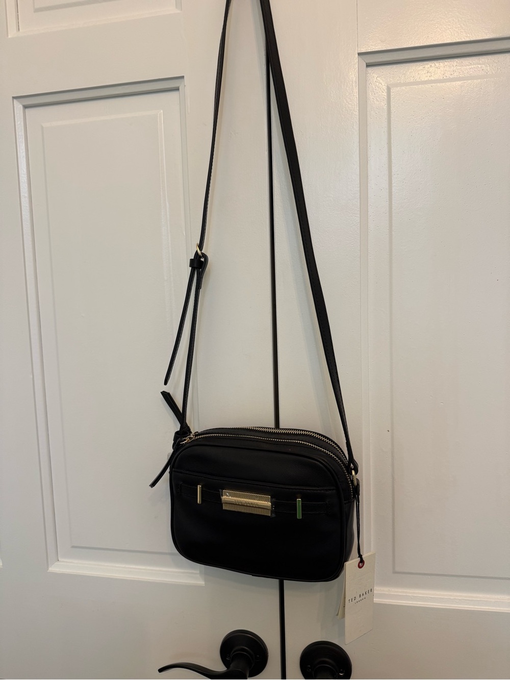 Ted Baker London Black Crossbody Bag with Gold Plate
